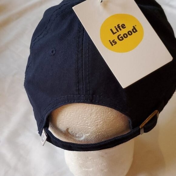 Life is Good Embellished Adjustabl A Tattered Chill Ballyard Script BaseBall Hat - Picture 4 of 12